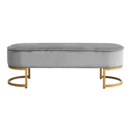 Bancă de design, ţesătură de catifea gri/crom auriu, MIRILA NEW - - Roveli