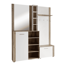 Set pentru anticameră, alb/stejar artisan, FANDU - - Roveli