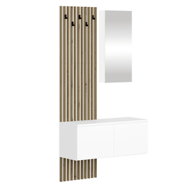 Set pentru hol, alb/stejar Artisan, REBEKA - - Roveli