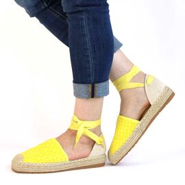 Sandale de dama cu platforme joase, usoare si comode 6000312-YELLOW, Marime (12): 38 - - Roveli