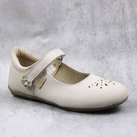 Balerini usori , de copii  , din piele naturala 1862-BEJ/BEJ - - Roveli