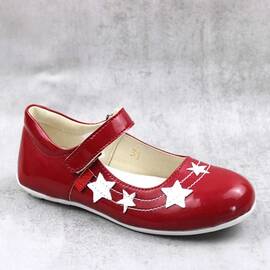 Pantofi usori , de copii , decorati cu stelute ,din piele ecologica, lacuita   3222-ROSU/1, Culoare (12): Rosu, Marime (12): 35 - - Roveli