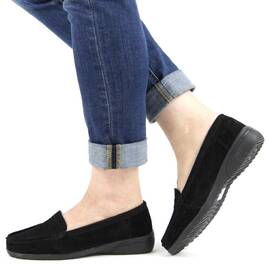 ​Mocasini de dama din piele naturala , negri  C286-3-BLACK - - Roveli
