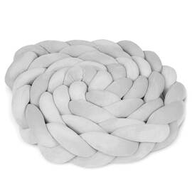 Protectie laterala patut bebe, Bumper impletit, 100 % antialergic, lavabil, 3m, gri - - Roveli