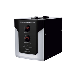Stabilizator de tensiune cu servomotor Well, capacitate de 1000VA, putere nominala de 600W, afisaj LED, protectie la supraincalzire, subtensiune, suprasarcina, avertizare sonora, 320 x 170 x 200 mm - - Roveli