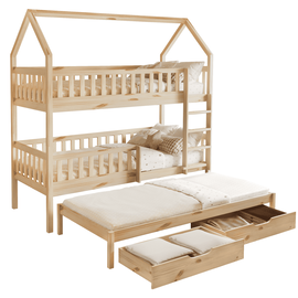 Pat supraetajat Montessori cu pat suplimentar, natural, VENITA TYP 1 - - Roveli
