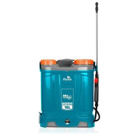 ​Pompa de stropit cu acumulator, plumb-acid, 12 V, 8 Ah, 4 duze diferite, presiune maxima 5, 5 bar, debit maxim 3, 1 l/min, timp de lucru 9 ore, cu mixer, 45 x 38 x 19 cm, albastru, 16 l - - Roveli