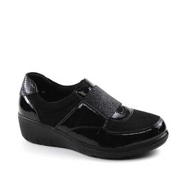​Pantofi dama cu platforma , cu banda elastica , stralucitoare 216-BLACK, Culoare (12): Negru, Marime (12): 36 - - Roveli
