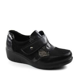Pantofi dama cu platforma , cu insertii piele de sarpe 217-BLACK, Culoare (12): Negru, Marime (12): 39 - - Roveli