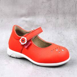 Pantofi usori , de copii , cu perforatii , din piele naturala 1862-ROSU/NEON, Culoare (12): ROSU/NEON, Marime (12): 26 - - Roveli