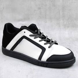Sneakers dama , din piele naturala , cu insertii de catifea 7013-NEGRU/ALB, Culoare (12): ALB/NEGRU, Marime (12): 38 - - Roveli