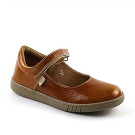 Balerini usori , din piele naturala lacuita , pentru copii , cu talpa groasa 1796-MARO/COG, Culoare (12): Maro, Marime (12): 31 - - Roveli