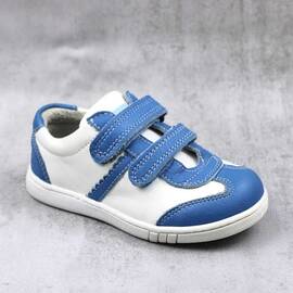 Pantofi sport , pentru copii , din piele naturala  1839-ALB/ALBASTRU/25, Culoare (12): ALB/ALBASTRU, Marime (12): 22 - - Roveli