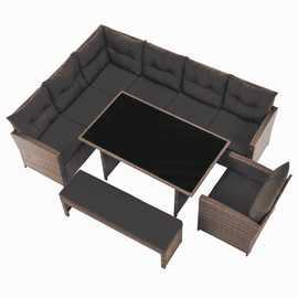 Set de gradina din ratan, gri-maro/maro deschis, SAGIR - - Roveli