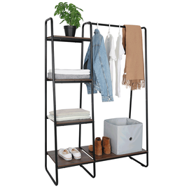 Organizator dulap / raft cu etajere, negru / nuc, ROBYN - - Roveli