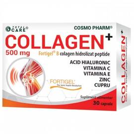 COLLAGEN+ 500 mg – Fortigel® – Colagen Hidrolizat Peptide 30 capsule vegetale CosmoPharm - - Roveli