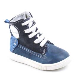 Ghete inalte pentru copii , PRIMII PASI ,  din piele naturala 3144-BLEU/7MC - - Roveli