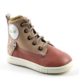 Ghete inalte pentru copii , PRIMII PASI ,  din piele naturala 3144-ROZ/5, Culoare (12): BEJ/ROZ, Marime (12): 21 - - Roveli