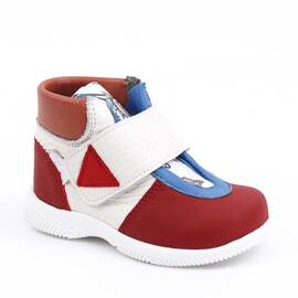 Ghete  de copii, din piele naturala PRIMII PASI  2995-ALB/ROSU/1, Culoare (12): Multicolor, Marime (12): 20 - - Roveli