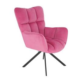 Fotoliu DacEnergy©, cadru metalic, tapiteria din material textil, design unic, rotativ, 67x97x72 cm, finisaj negru si roz - - Roveli