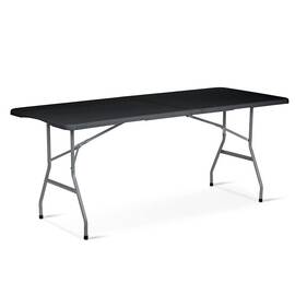​Set de gradina pliabil DacEnergy©, cadru din otel, material PE si rezistent la UV, cu maner, lungimea 180 cm, o masa si 2 banci, negru - - Roveli