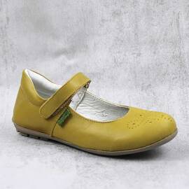 Balerini usori , de copii  , din piele naturala 1862-MUSTAR8, Culoare (12): Olive, Marime (12): 35 - - Roveli