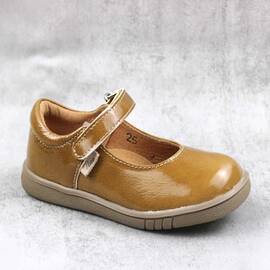 Balerini usori , pentru copii , din piele naturala , cu talpa groasa  1796-BEJ - - Roveli