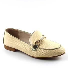 Mocasini usori de dama , cu accesoriu auriu A10502-BEIGE, Culoare (12): Bej, Marime (12): 37 - - Roveli