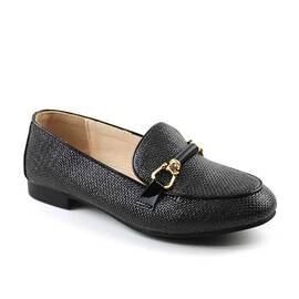 Mocasini usori de dama , cu accesoriu auriu A10502-BLACK, Culoare (12): Negru, Marime (12): 38 - - Roveli