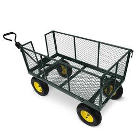 Carucior transport marfa, cadru puternic din otel, roti gonflabile cu supapa, 119 x 60 x 76 cm, capacitate de incarcare dinamica 350 kg, verde - - Roveli