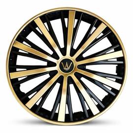 Set 4 capace roti VELAR Monarch Gold/Black, design multi-spoke Premium, ABS rezistent, Universal, pentru jante R16 - - Roveli