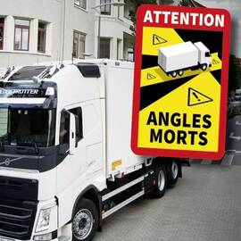 Set 10 buc. sticker autocolant "Unghi Mort", Eticheta Autocolanta "ANGLES MORTS" pentru camioane, dimensiune 17 x 25 cm - - Roveli