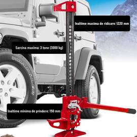 Cric mecanic destinat OFF-ROAD, model "Farm", inaltime 1220 mm (48 inch), sarcina maxima 3 Tone - - Roveli