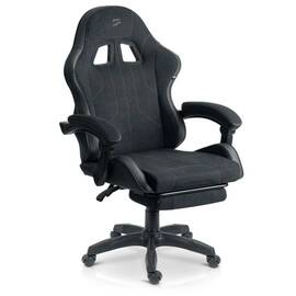Scaun de gaming, tapiteria EmbrONE™, suport extensibil pentru picioare, functia de inclinare a spatarului, ergonomic, reglare a inaltimii 102-122 cm, negru - - Roveli
