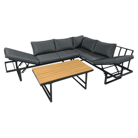 Set de gradina, negru/gri inchis/natural, ILARIA - - Roveli