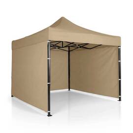 Pavilion de gradina, cu 3 pereti, fabricat din PVC, constructie din otel, acoperisul din PVC 1280D – 100% impermeabil, filtru UV UPF50+, 3 x 3 m, bej - - Roveli