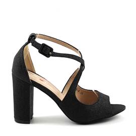 Sandale elegante de dama , cu reflexe stralucitoare 908-9-BLACK, Culoare (12): Negru, Marime (12): 40 - - Roveli