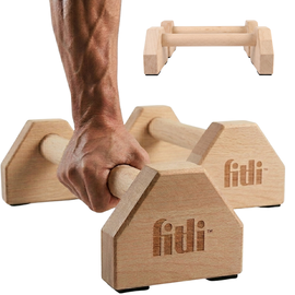 Set 2 Manere pentru flotari, din lemn, antiderapante, pentru fitness, gimnastica si calistenica, 30cm - - Roveli