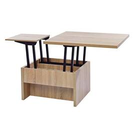 RESIGILAT:Masuta de living DacEnergy, material PAL melaminat, finisaj stejar bardolino, dreptunghiulara, design unic, 3-in-1, 90-180 x 80 x 45 cm - - Roveli