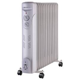 RESIGILAT: Radiator electric cu ulei, putere 2500 W, 3 trepte, 13 elementi, termostat reglabil, roti pentru deplasare,  580 x 125 x 564 mm, alb - - Roveli