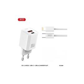 Incarcator retea PD 30W XO cu 2 usb si cablu lightning compatibil iphone Cod: XO-L149A - - Roveli