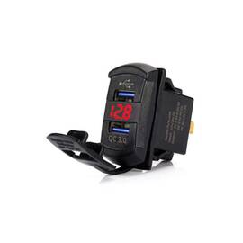 Mufa bord incarcator USB QC3.0  cu  voltmetru 12-24V  Cod: DS2057 - - Roveli