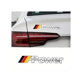 Ornament metalic auto Power cromat 14x2 cm Cod: JST-07 - - Roveli
