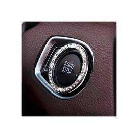 Ornament argintiu universal pentru buton start-stop, cu cristale stralucitoare Cod: JS-21 - - Roveli