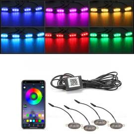 Set 4 lampi cu LED RGB grila masca control prin aplicatie telefon,diverse jocuri de lumini sau lumina continua. Cod: W14552-1-24V - - Roveli