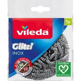 Burete vase Vileda Glitzi, din sarma otelita, curatare intensiva, rezistent la rugina, 1 buc, argintiu - - Roveli