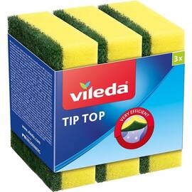 Burete vase, spuma poliuretanica si fibra abraziva, curatare eficienta, set 3 buc, galben si verde - - Roveli