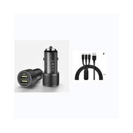Incarcator auto 4.8A 25W cu 2 porturi USB fast si cablu 3 in 1 MicroUSB Lightning Type C compatibil 12V 24V Cod: PG-283 - - Roveli