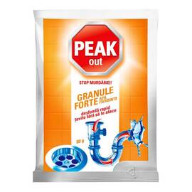 Pachet 5 buc x Solutie desfundat tevi Peak Out, apa fierbinte, pulbere, dizolvare depuneri, actiune rapida, 80 g - - Roveli