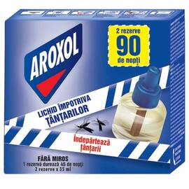 Rezerva lichida Aroxol, anti tantari, 2 bucati, 90 nopti, incolor albastru - - Roveli